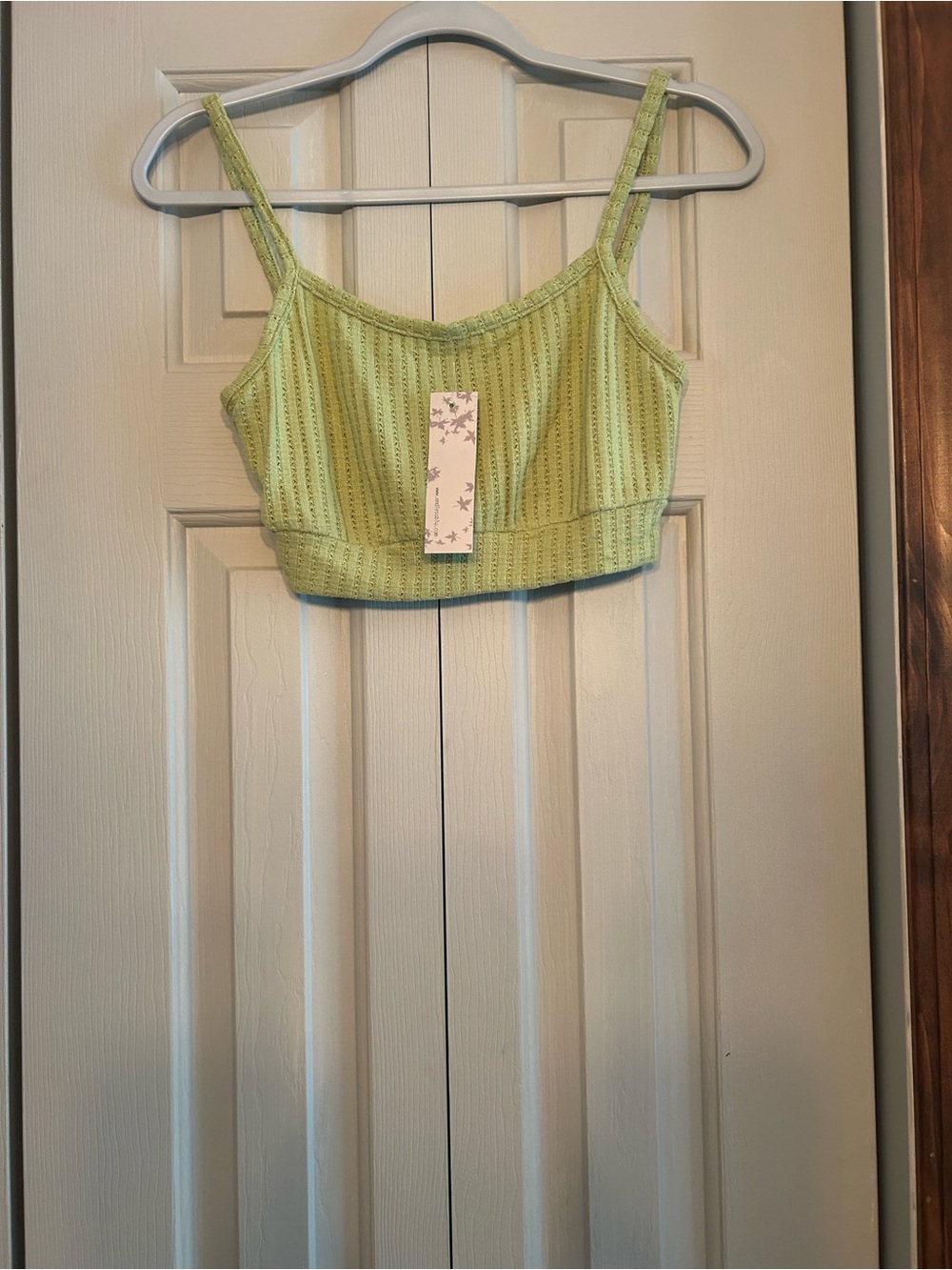 Ribbed Lime Green Cropped Camisole with Adjustable Straps